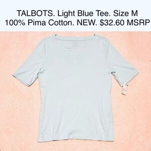 Talbots Light Blue Pima Cotton Tee Spring Summer